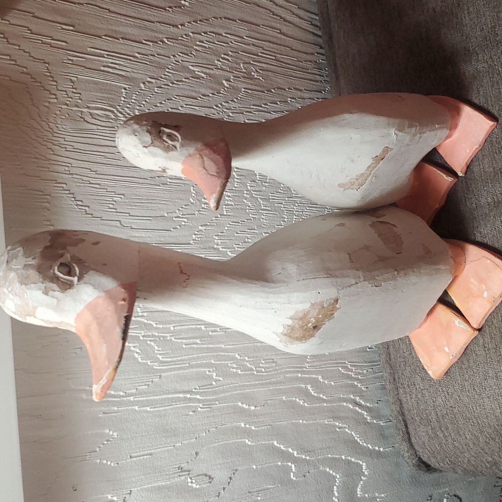 Pair Vintage/Antique Carved & Painted Wooden Ducks, 9" & 11"